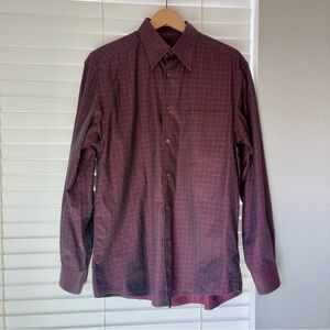 Zanella Button Up Dress Shirt Long Sleeve Maroon Dark Red Made Italy Mens Size M